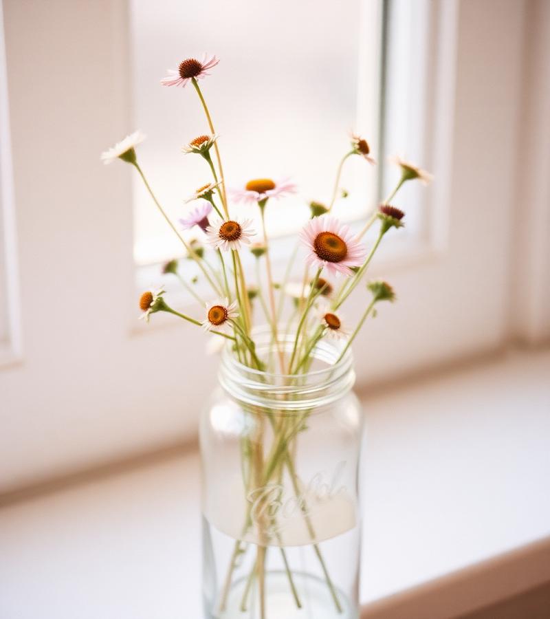 Wildflowers in a glass jar
