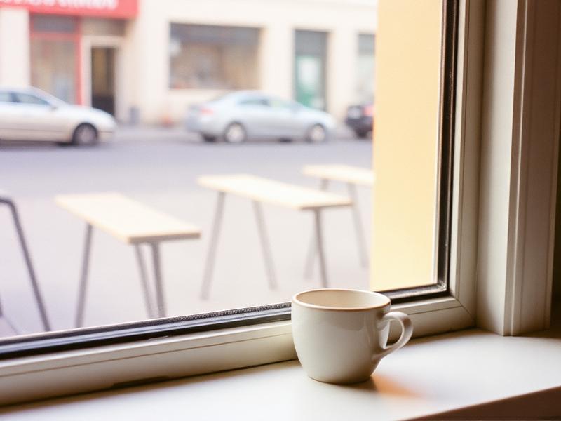 Cafe window at afternoon