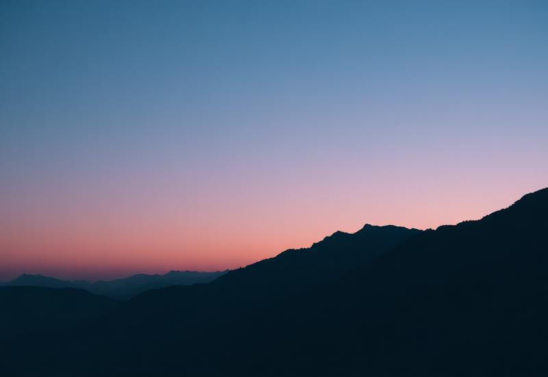 Mountain ridge at dusk